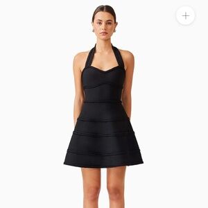 Elliatt Katlyn Halter Mini Dress in Black Brunch cocktail Party Dress